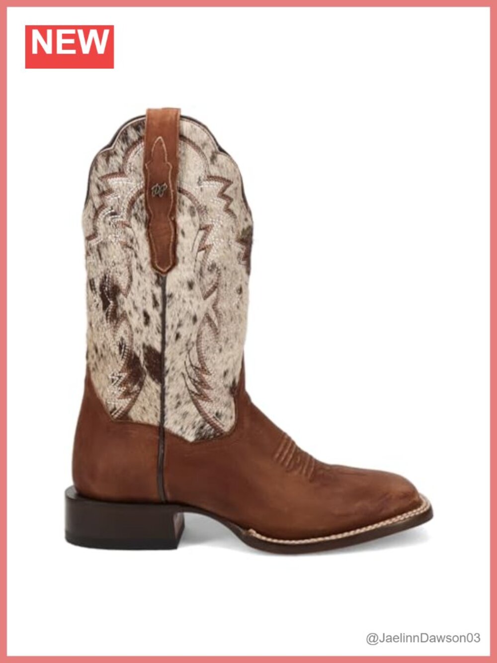 Women's Cowboy Boots Square Toe Mid Calf Low Heel Leather